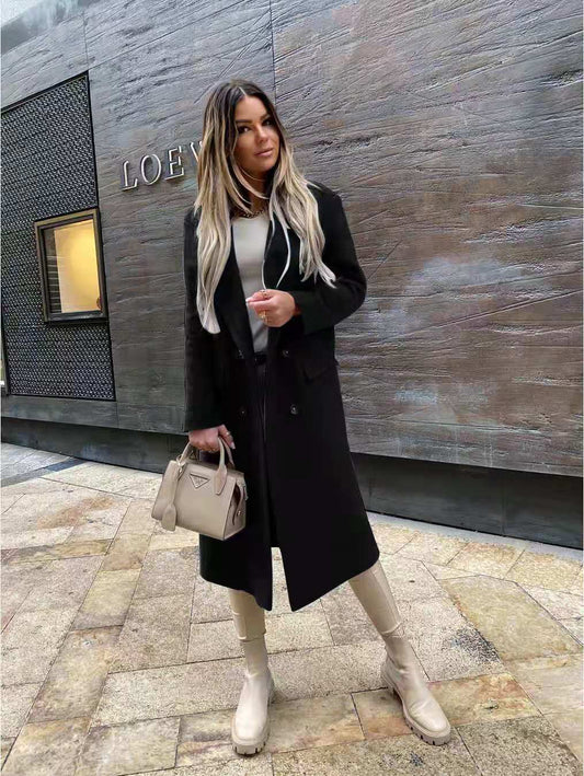 ANNA - Wool coat with buttons for winter