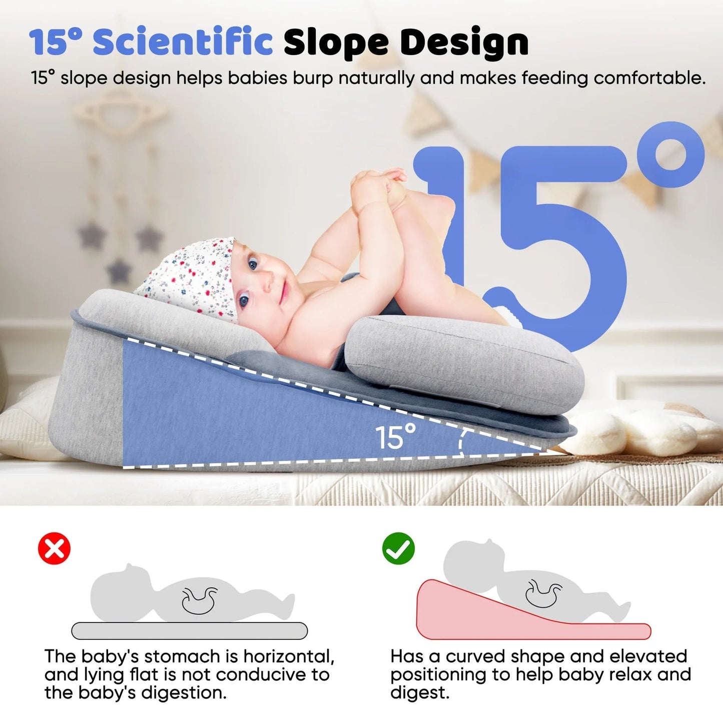 Anti-Reflux Elevated Baby Lounger For Newborns And Infants
