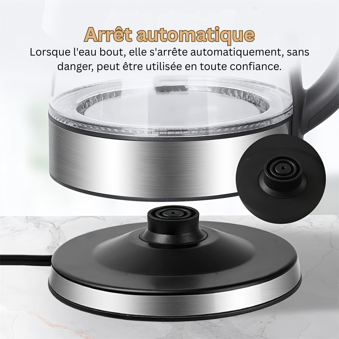 AquaElegance Luxury Glass Electric Kettle | Rapid Boil 2L with LED Light, Auto Shut-Off and Boil-Dry Protection for Safe and Stylish Use in the Kitchen