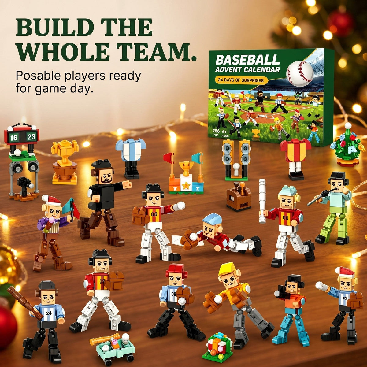 Baseball Brick Advent Calendar, 786 Pieces, Players and Stadium Extras