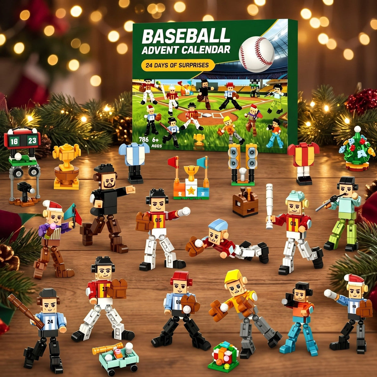 Baseball Brick Advent Calendar, 786 Pieces, Players and Stadium Extras