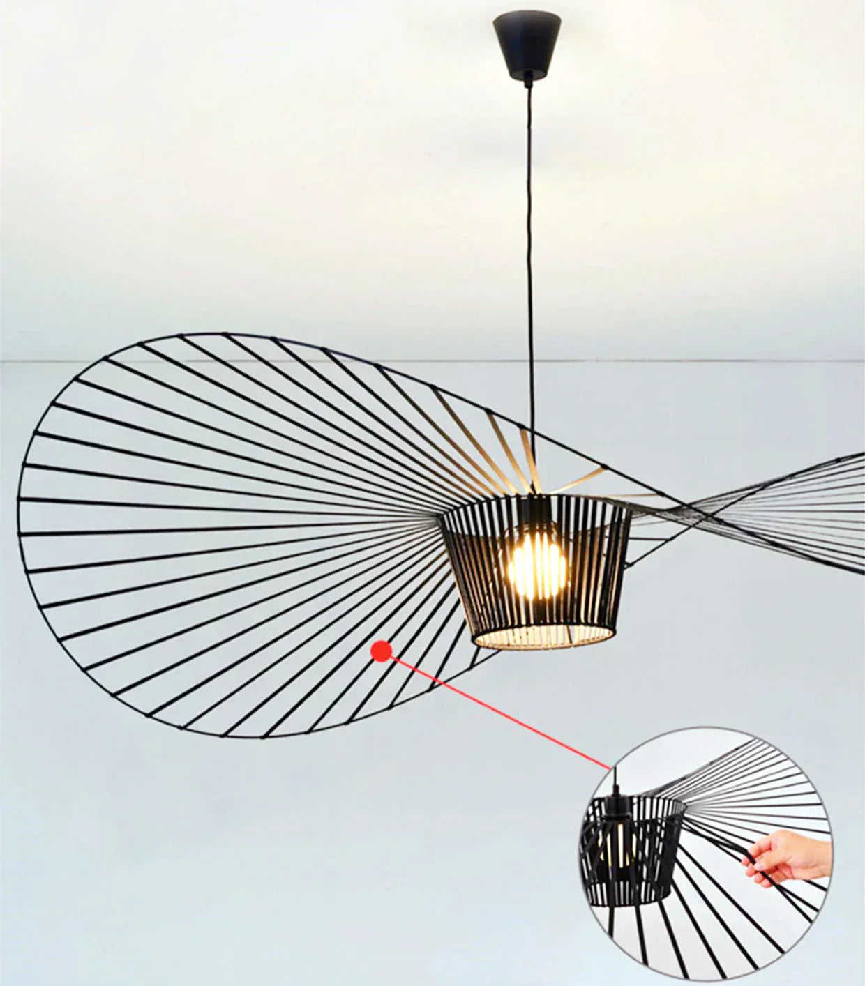 Black Hanging Lamp in the Shape of a Hat – Modern Elegance
