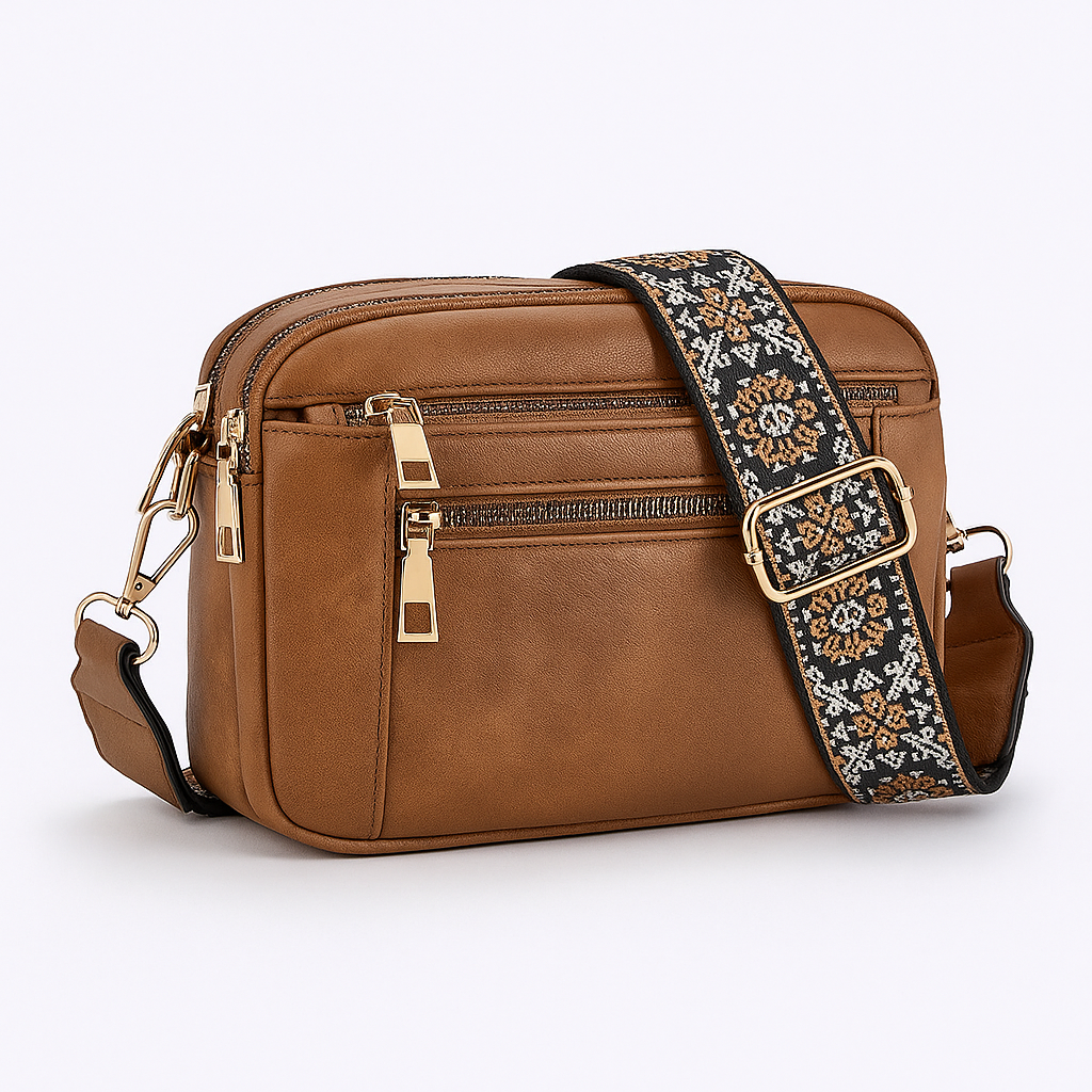 Bohemian-style vegan leather shoulder bag for women