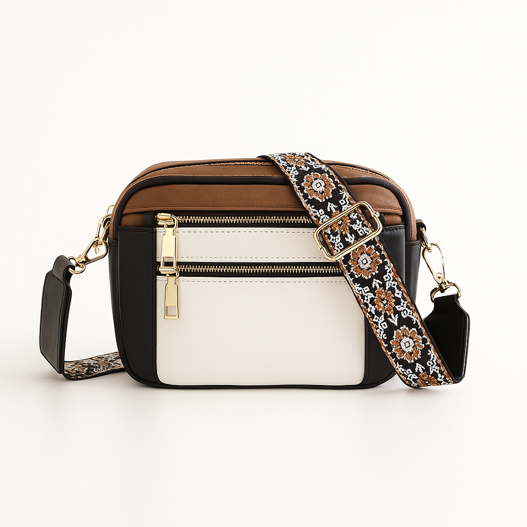 Bohemian-style vegan leather shoulder bag for women