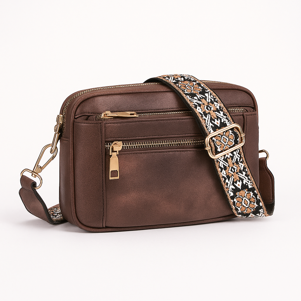 Bohemian-style vegan leather shoulder bag for women