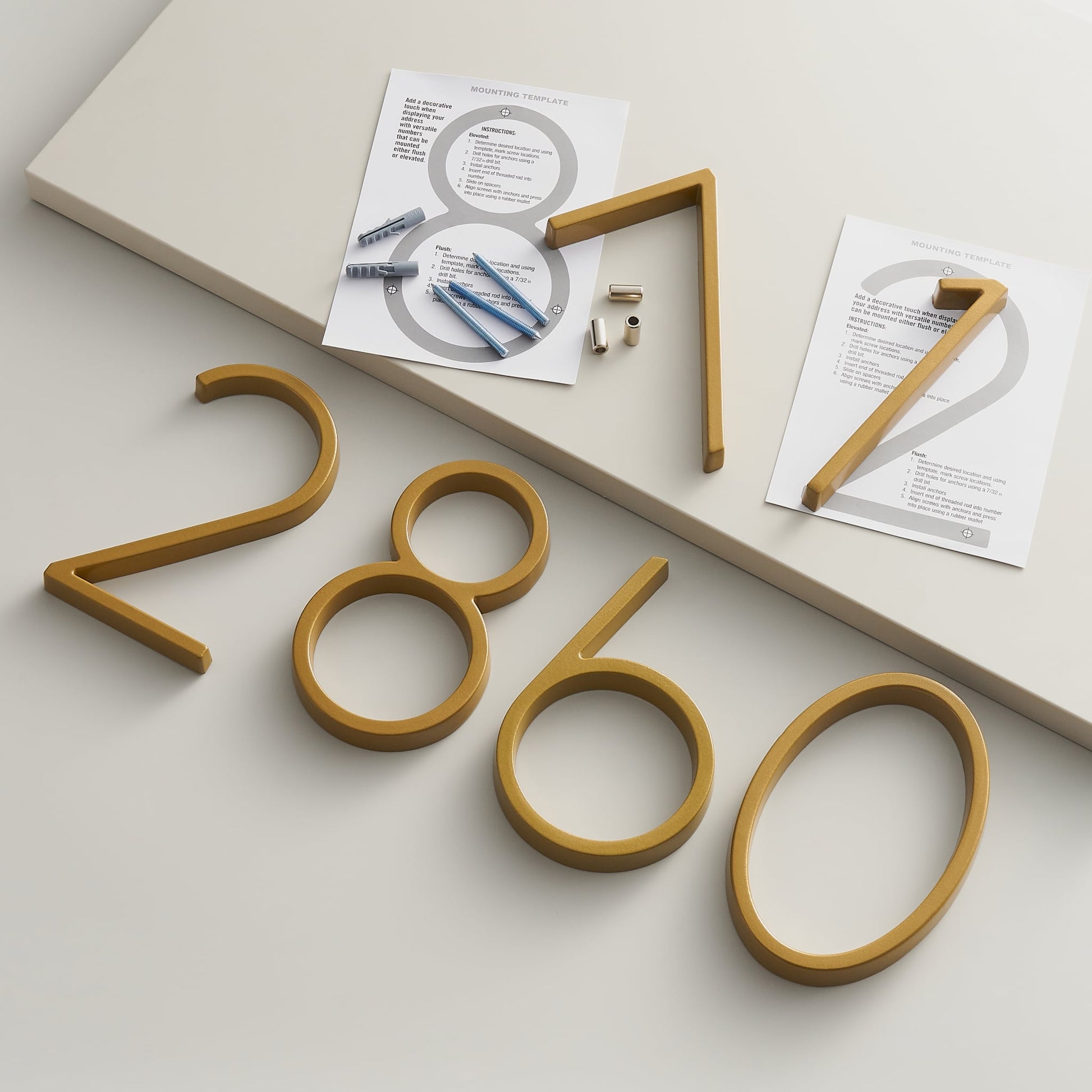 Brass House Numbers Satin Finish and Timeless Elegance