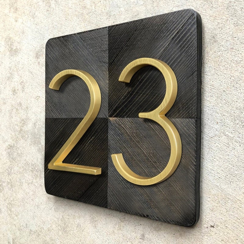 Brass House Numbers Satin Finish and Timeless Elegance