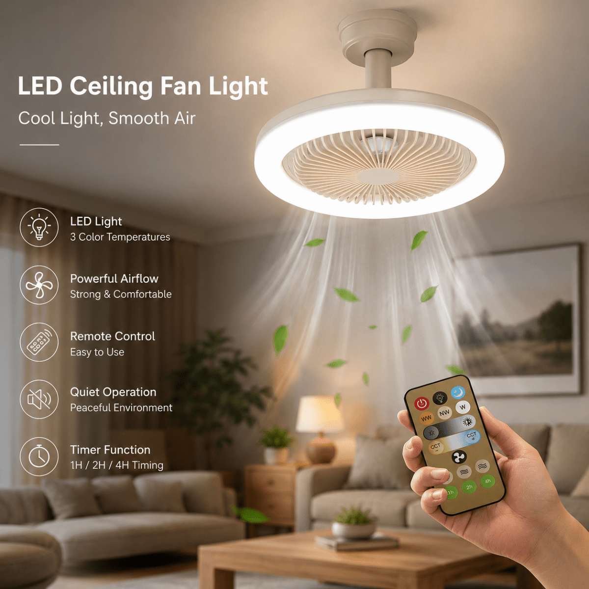 BREEZELIGHT – Ceiling Fan with Lamp Socket and Remote Control