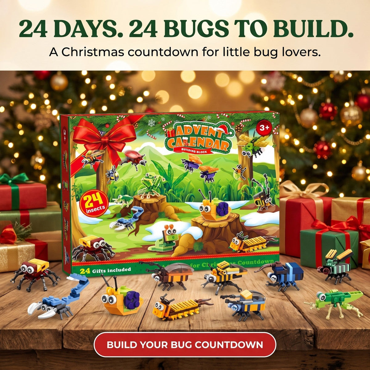 Insect Brick Advent Calendar, 24 Bugs and 2 Secret Builds