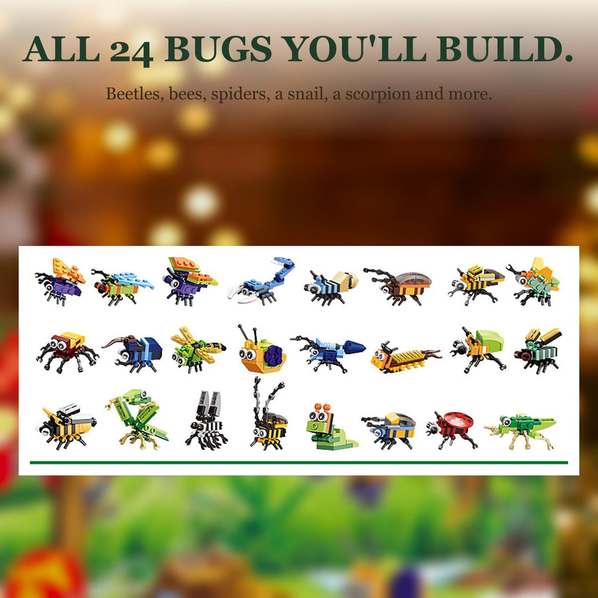 Insect Brick Advent Calendar, 24 Bugs and 2 Secret Builds