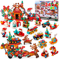Adventný kalendár so stavebnicovými kockami, dennými miniatúrnymi súpravami a dvoma väčšími sviatočnými modelmi na vystavenie