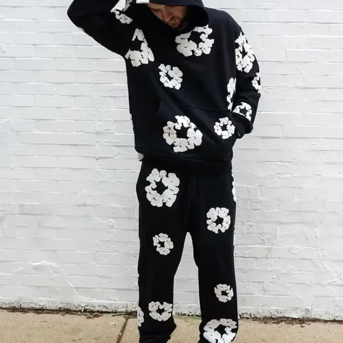 Caleb Hooded Set and Wide Leg Floral Pants