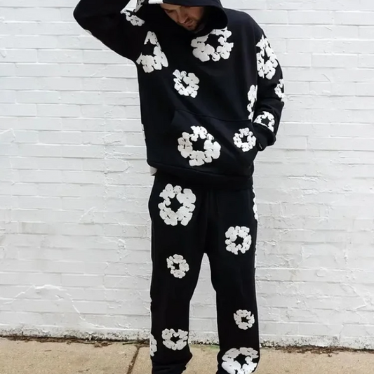 Caleb Hooded Set and Wide Leg Floral Pants