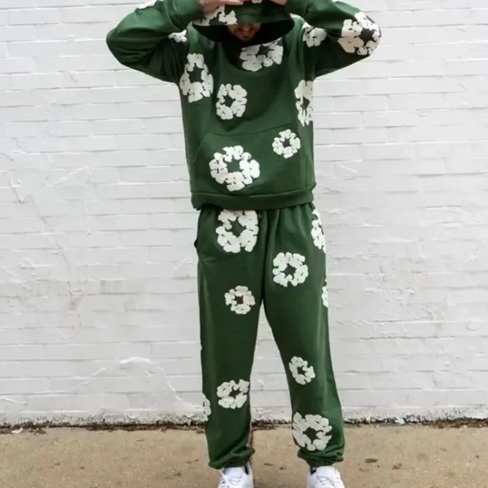 Caleb Hooded Set and Wide Leg Floral Pants