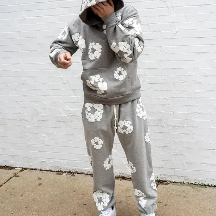 Caleb Hooded Set and Wide Leg Floral Pants