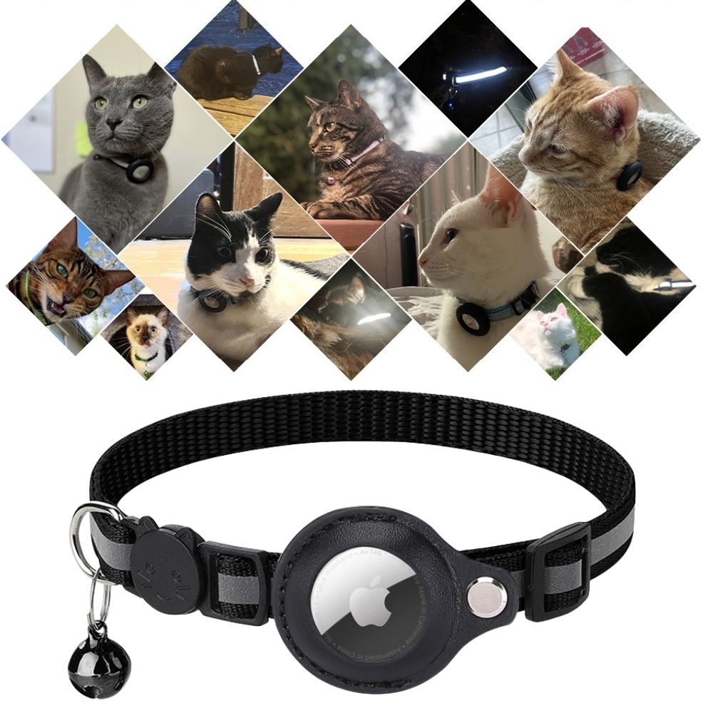 CAT GPS collar with quick-release fastener and reflective design for improved visibility at night