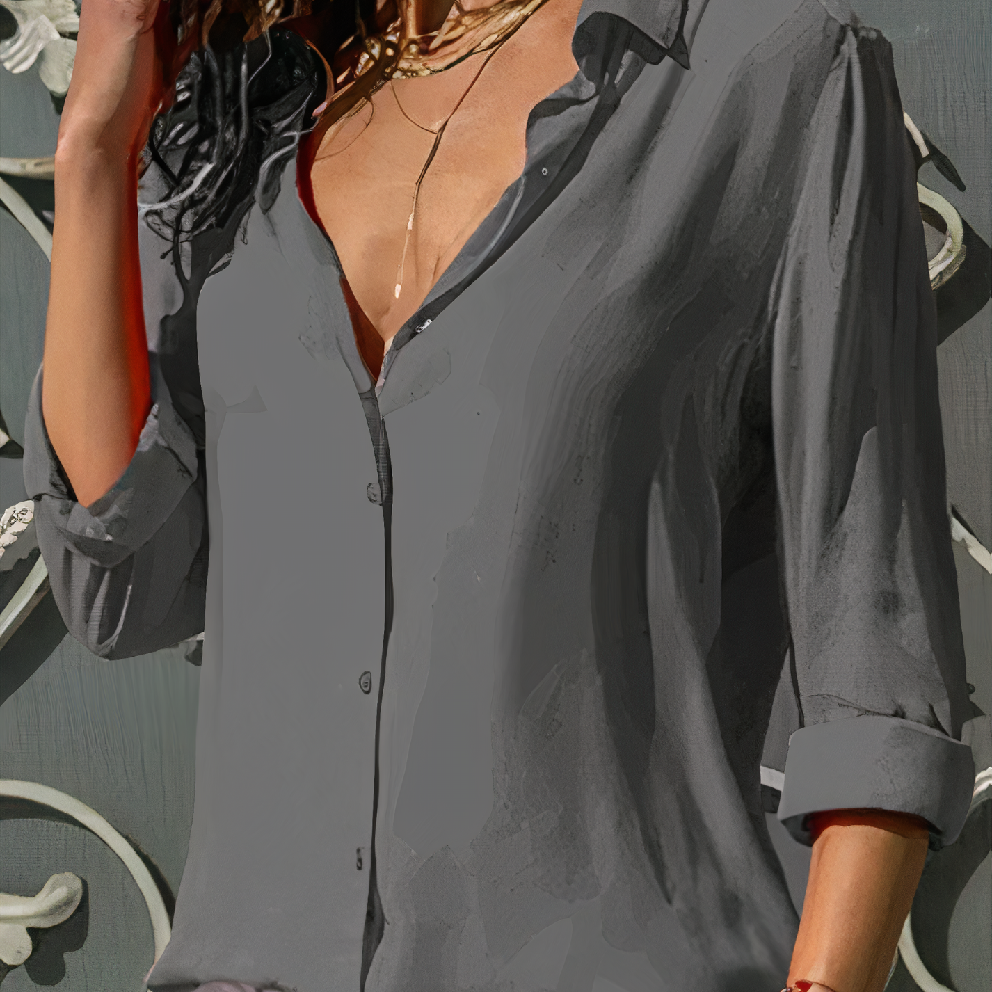Cato | Elegant blouse in silk chiffon for women - Autumn Collection