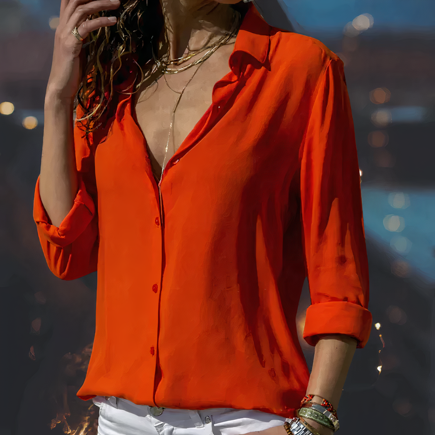 Cato | Elegant blouse in silk chiffon for women - Autumn Collection