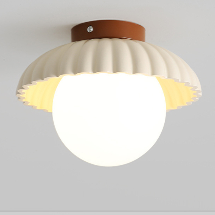 Ceiling Lamp with Milk Glass Shade Providing Warm Lighting in the Hall