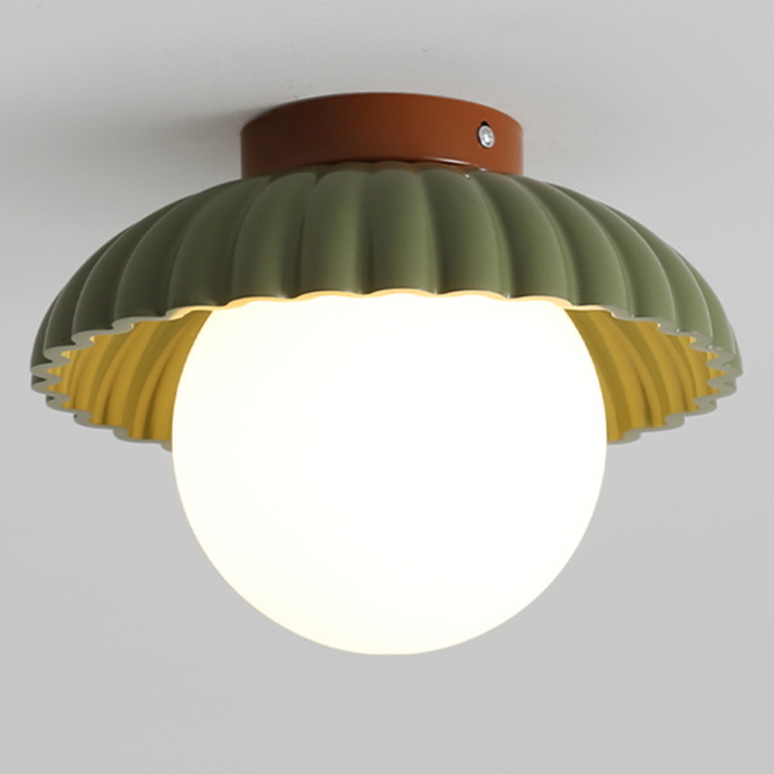 Ceiling Lamp with Milk Glass Shade Providing Warm Lighting in the Hall