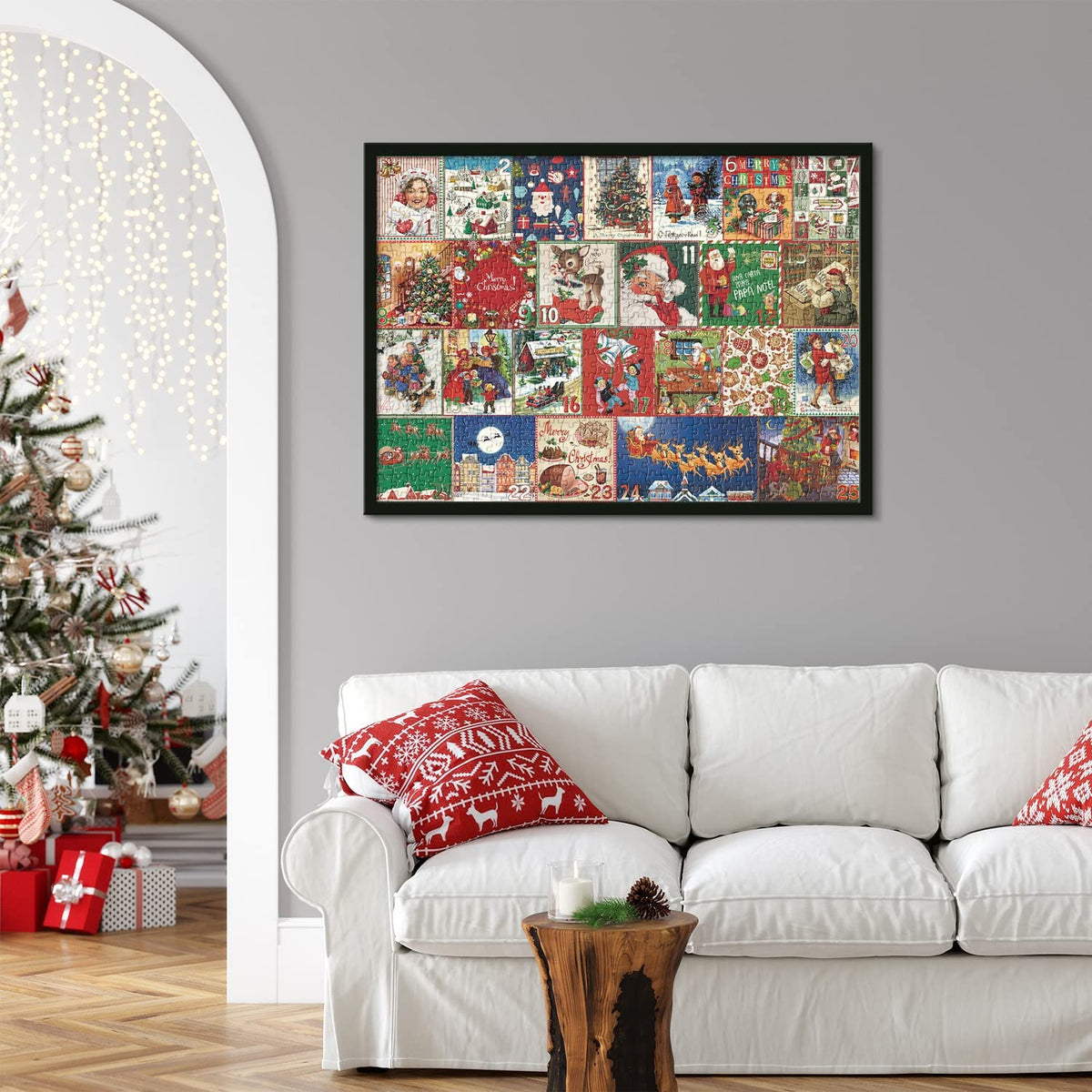 Vianočný adventný kalendár so skladačkou z 1000 dielikov