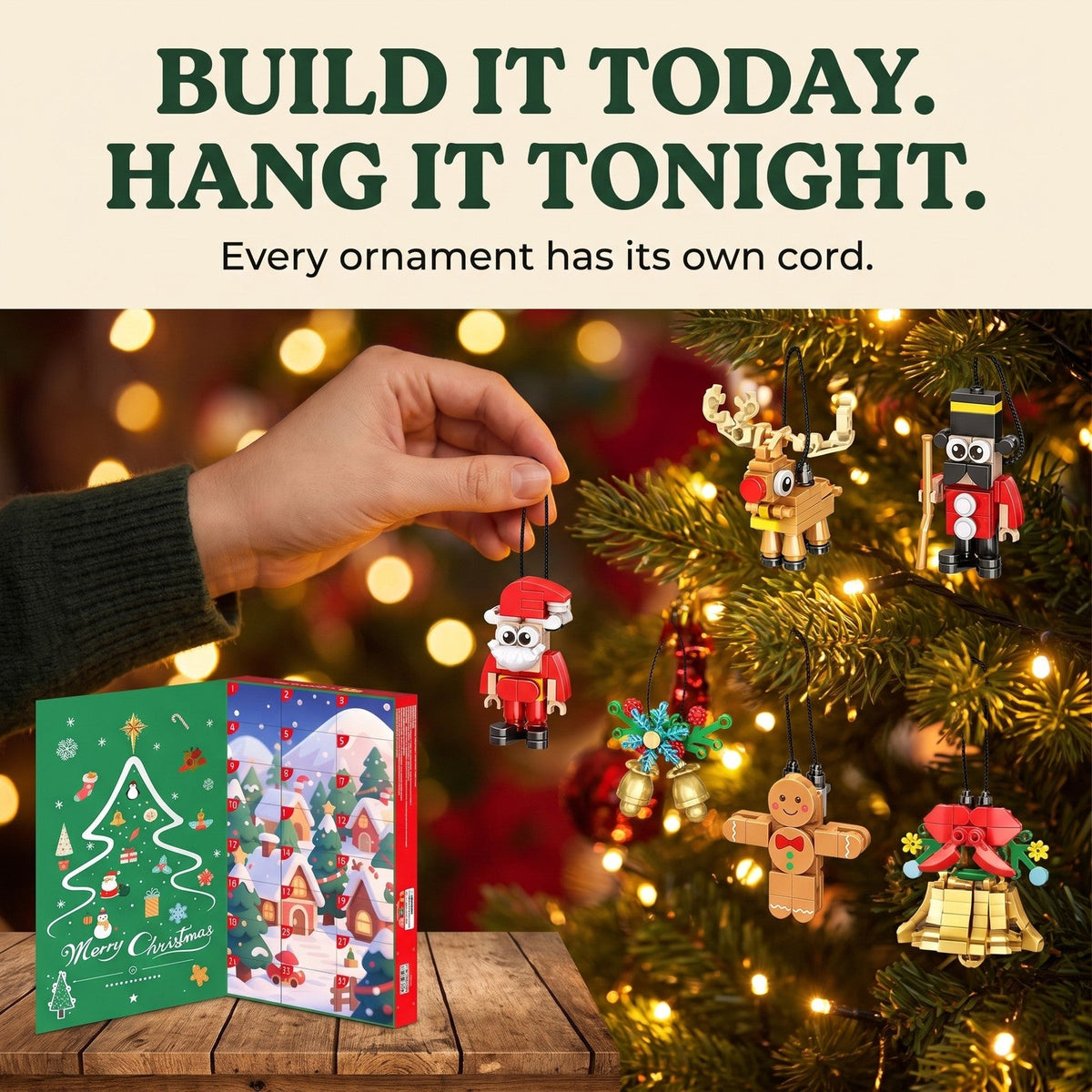 Christmas Ornament Advent Calendar with 24 Brick Builds, 700 Pieces