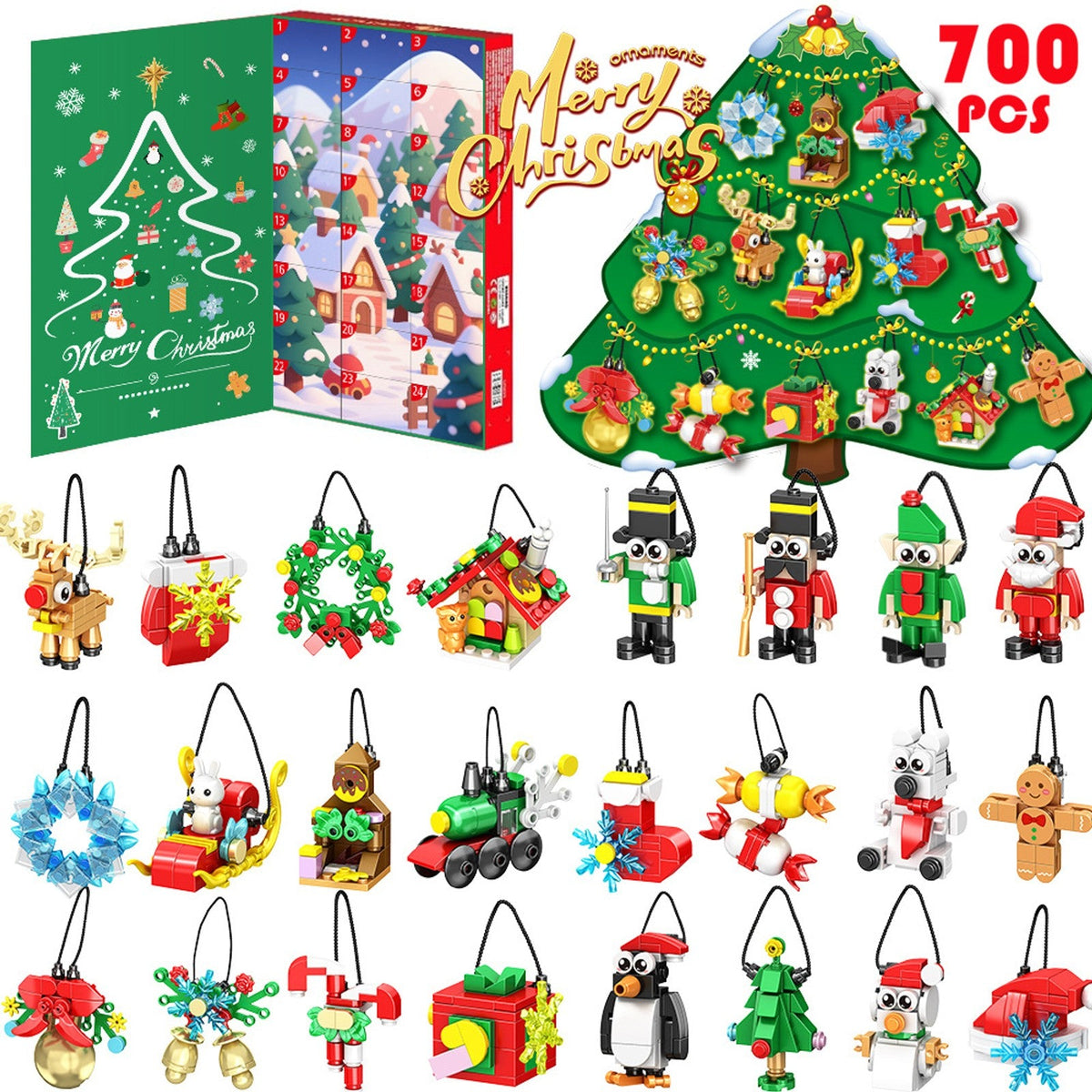 Christmas Ornament Advent Calendar with 24 Brick Builds, 700 Pieces
