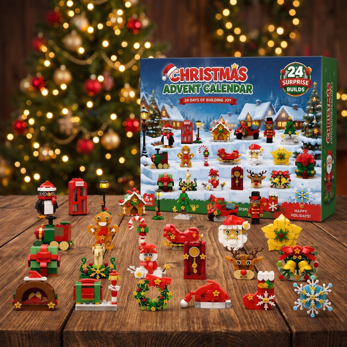 Fridge Magnet Christmas Advent Calendar, 24 Mini Brick Builds