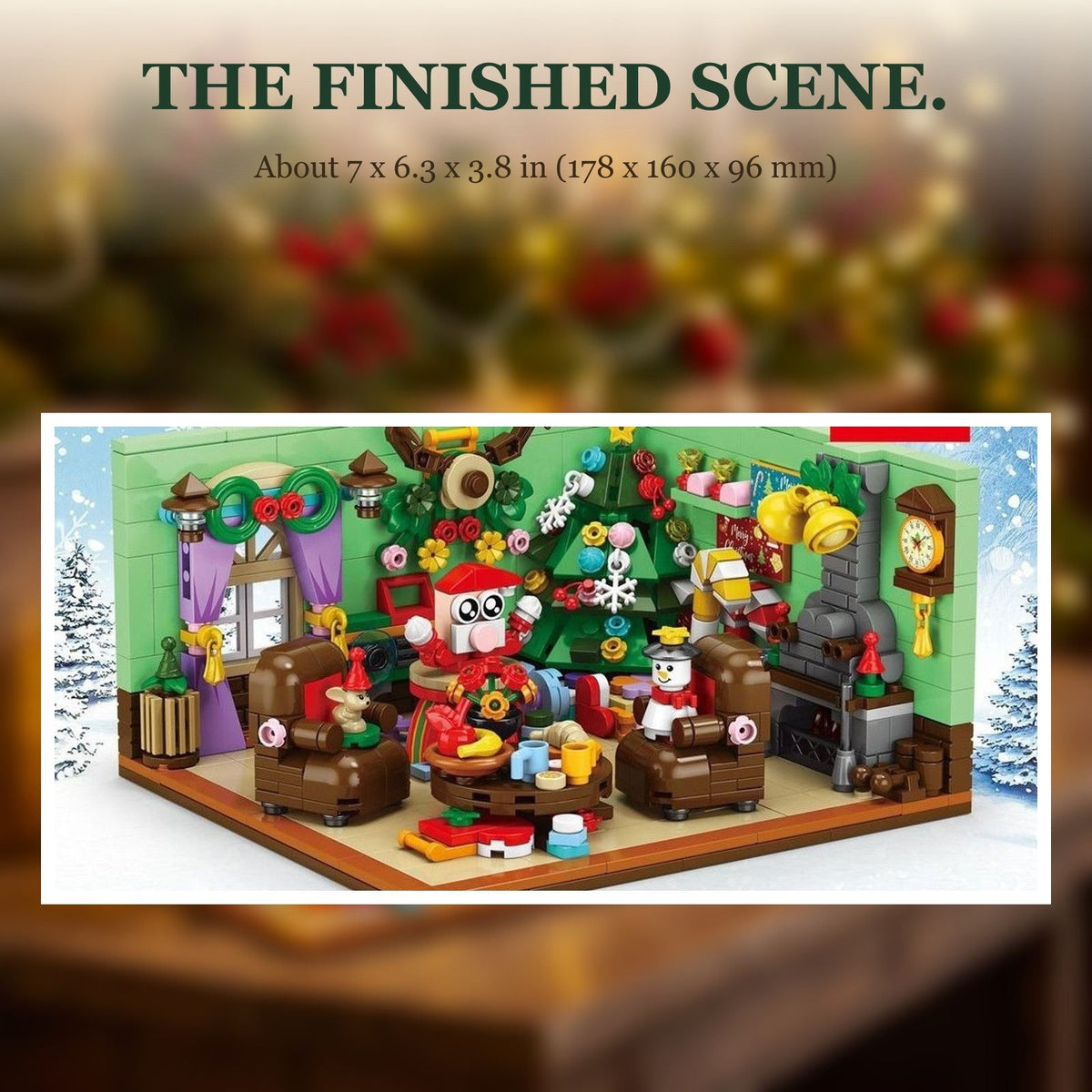 Santa's Living Room Advent Calendar, 669-Piece Brick Scene, 24 Boxes