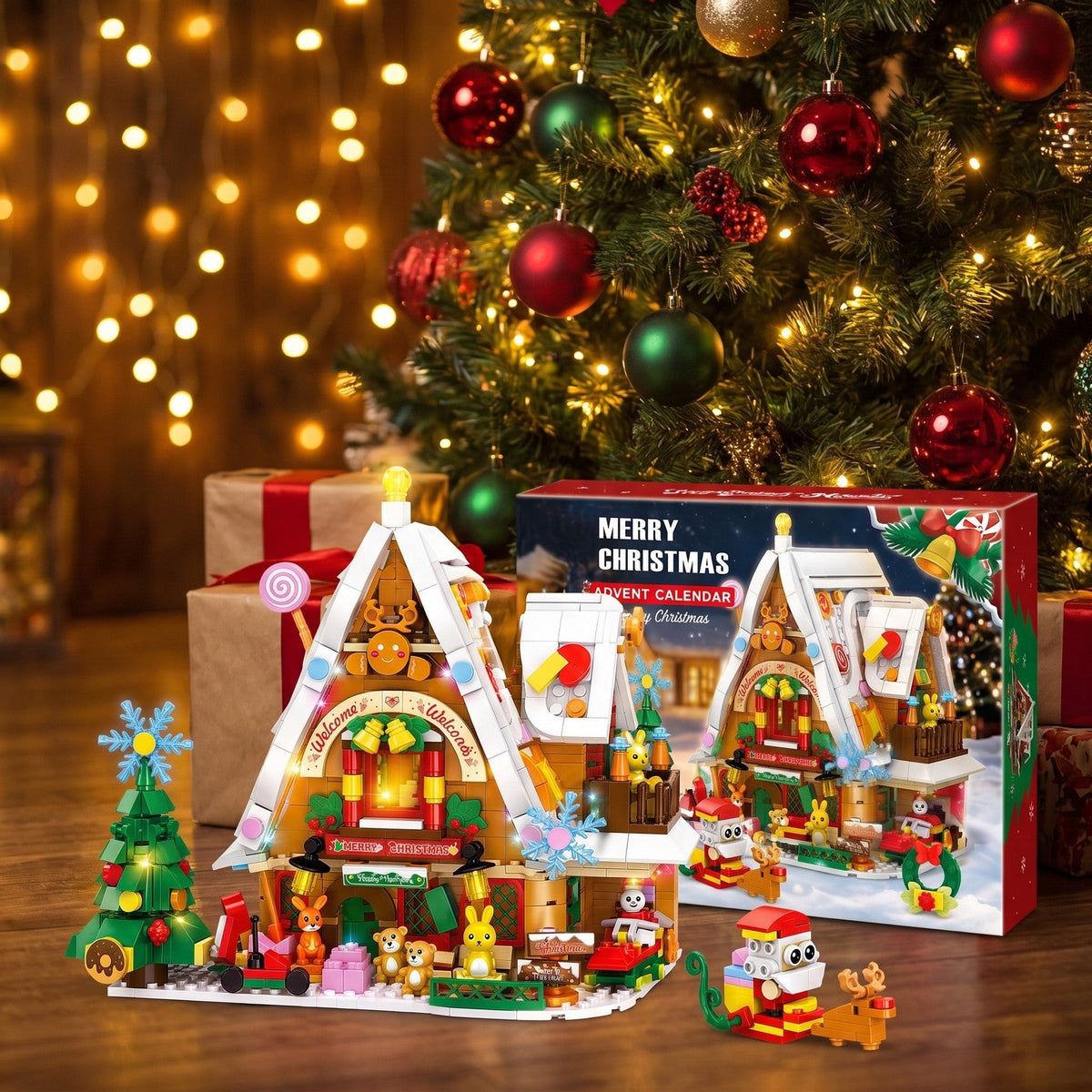 Snow House Christmas Advent Calendar with Interior Light, 898 Pieces