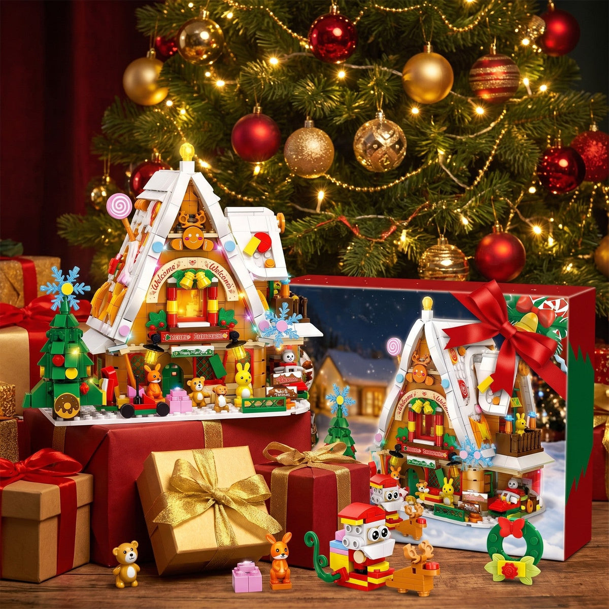 Snow House Christmas Advent Calendar with Interior Light, 898 Pieces