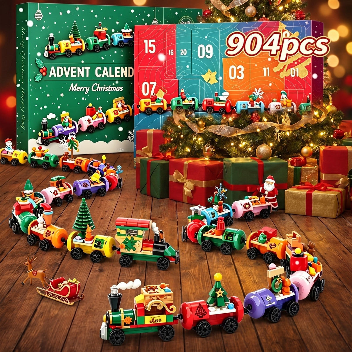 904-Piece Christmas Train Advent Calendar, Brick Building Set