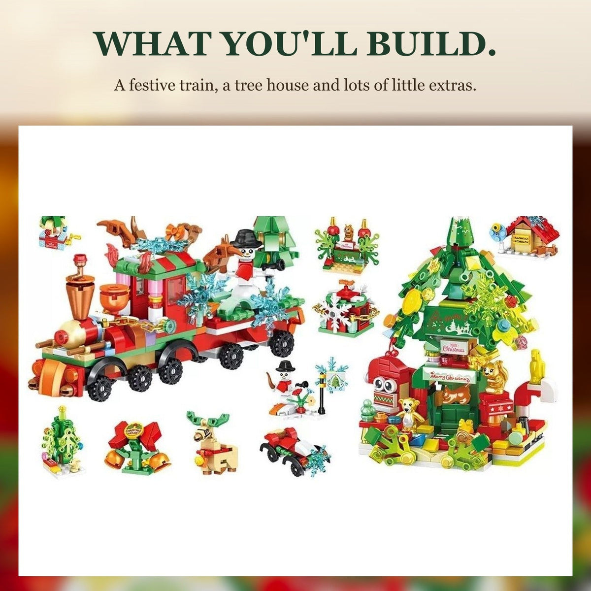 699-Piece Christmas Train and Tree House Advent Calendar