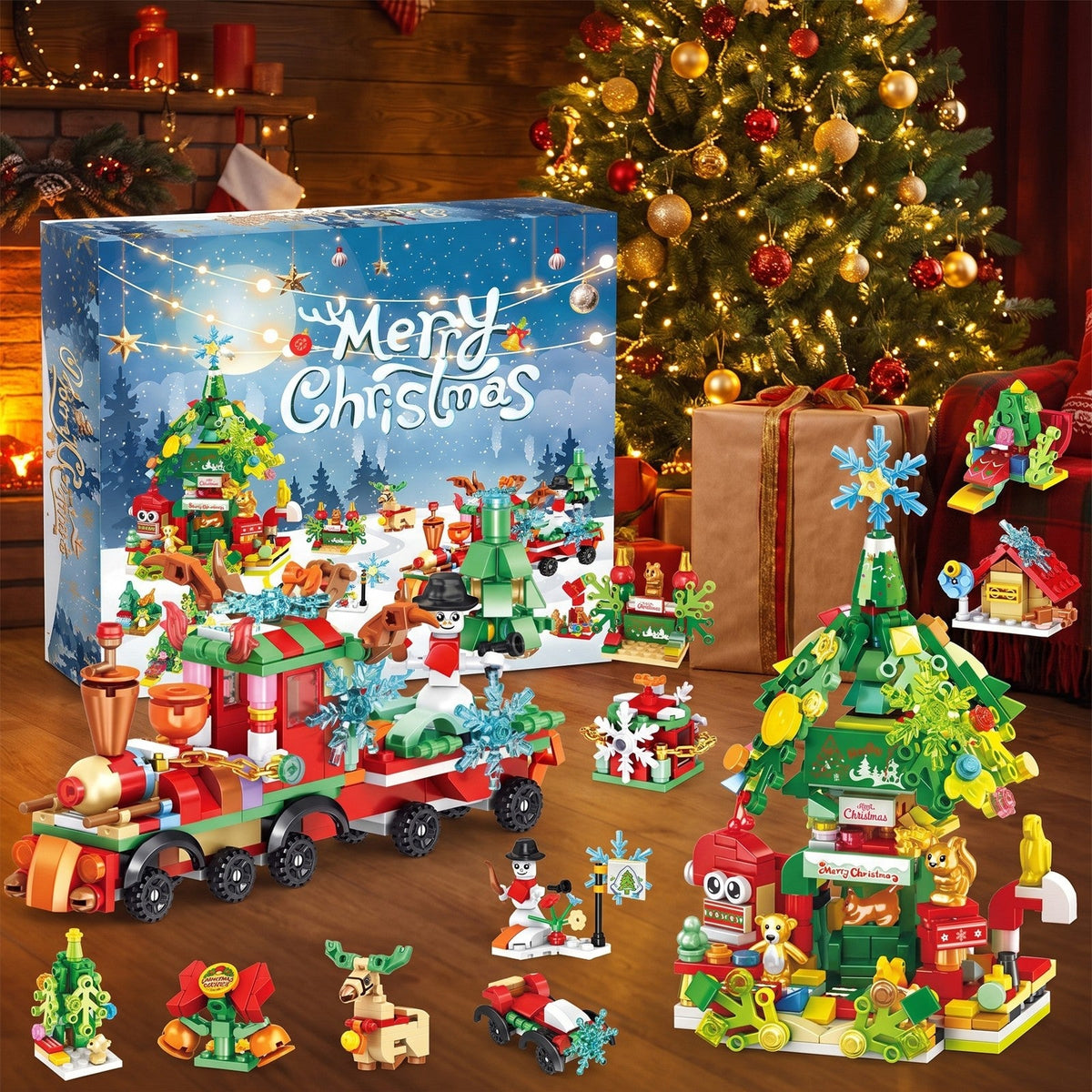 699-Piece Christmas Train and Tree House Advent Calendar