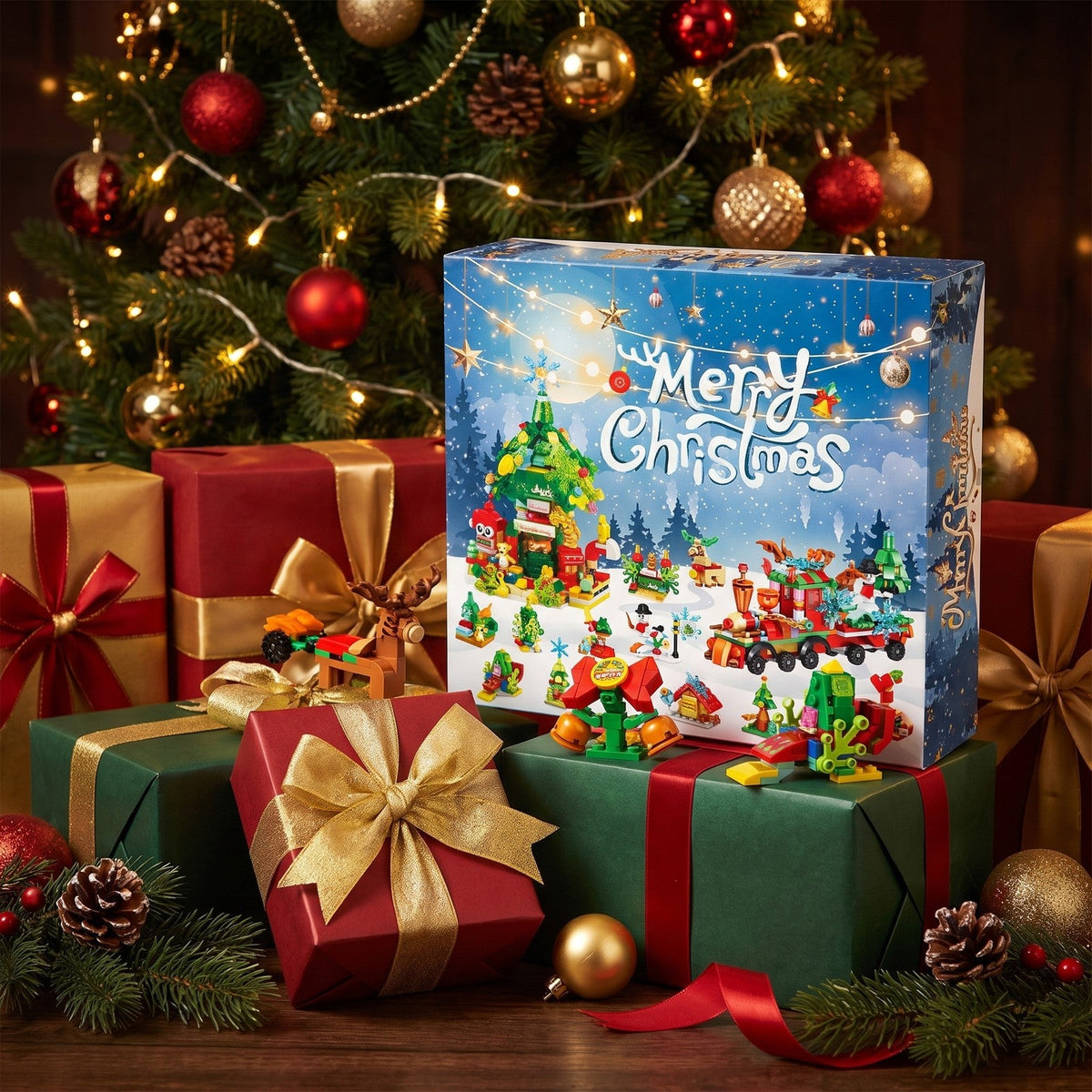 699-Piece Christmas Train and Tree House Advent Calendar