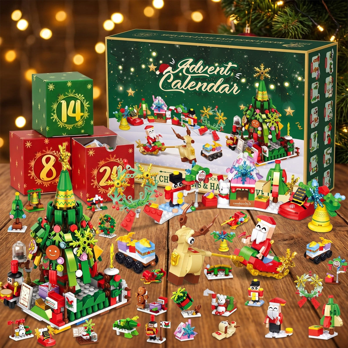 Santa's Sleigh and Christmas Tree Advent Calendar, Mini Brick Set