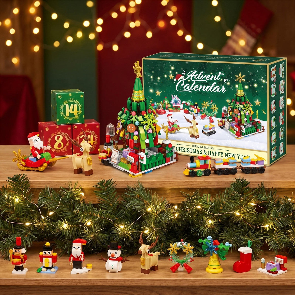 Santa's Sleigh and Christmas Tree Advent Calendar, Mini Brick Set
