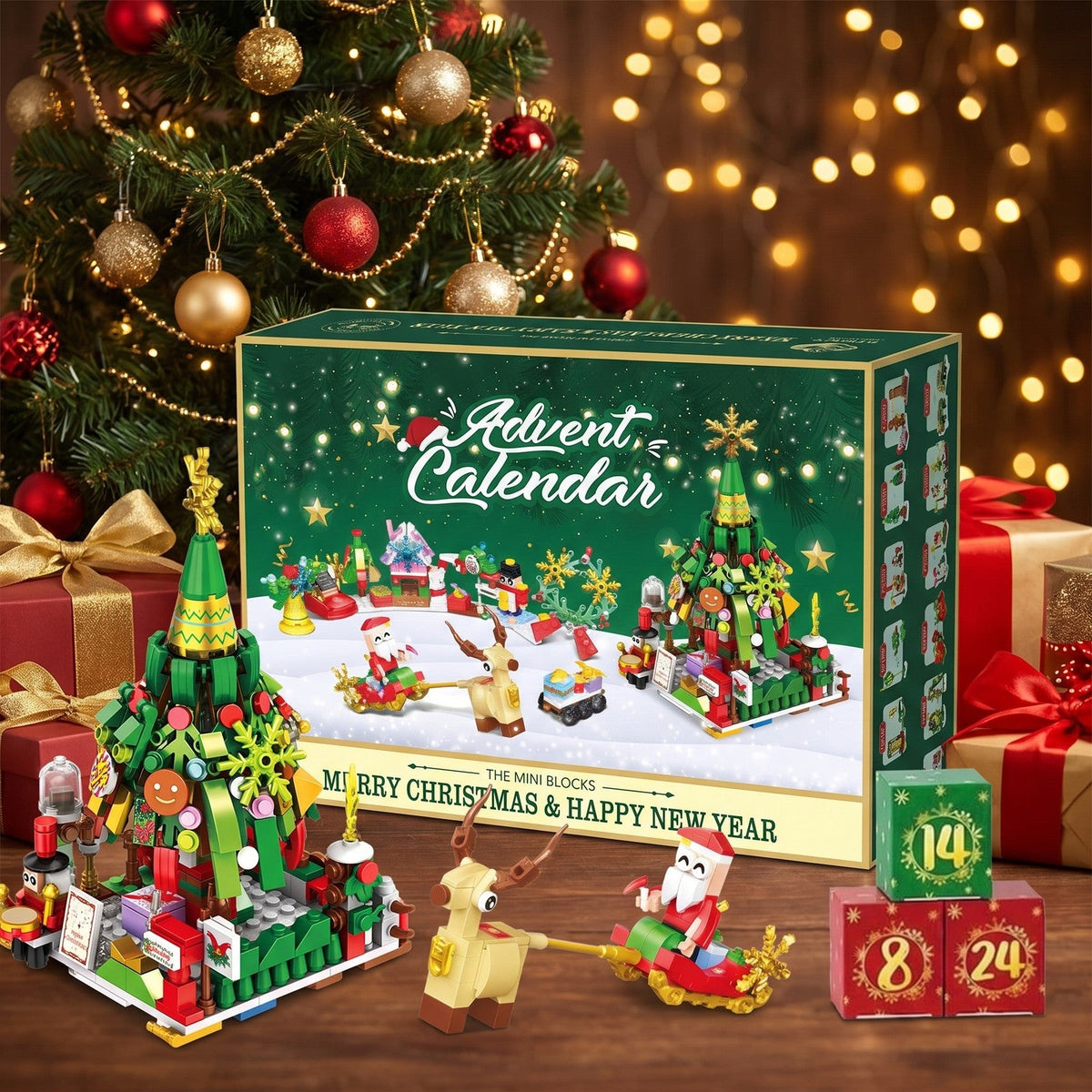 Santa's Sleigh and Christmas Tree Advent Calendar, Mini Brick Set
