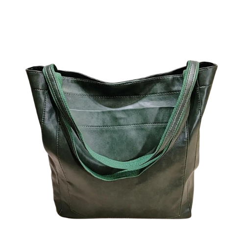 Classic Natural Leather Handbag in Retro Style