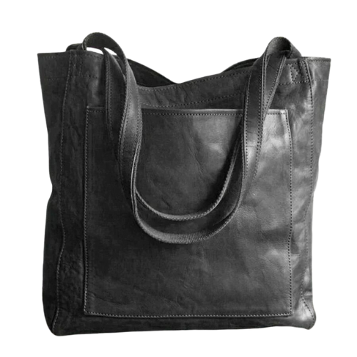 Classic Natural Leather Handbag in Retro Style