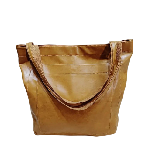 Classic Natural Leather Handbag in Retro Style