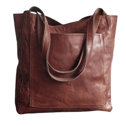 Classic Natural Leather Handbag in Retro Style