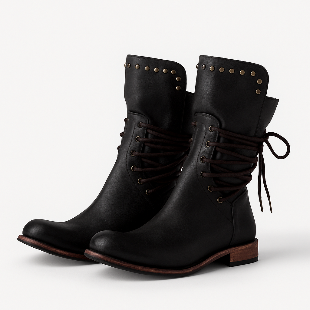 Comfortable lace-up boots in vegan leather for autumn