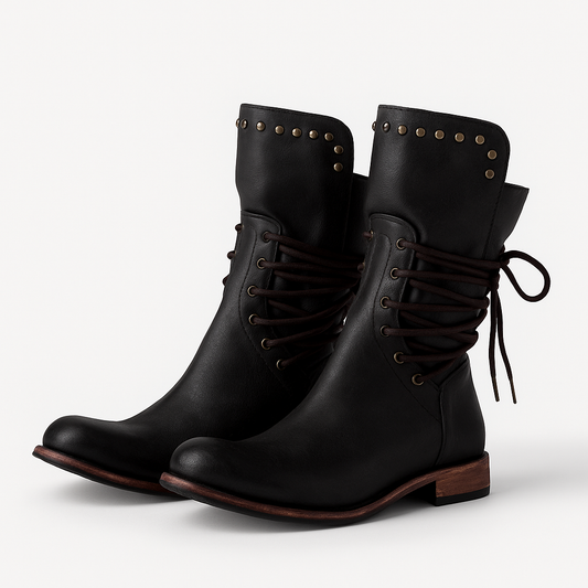 Comfortable lace-up boots in vegan leather for autumn