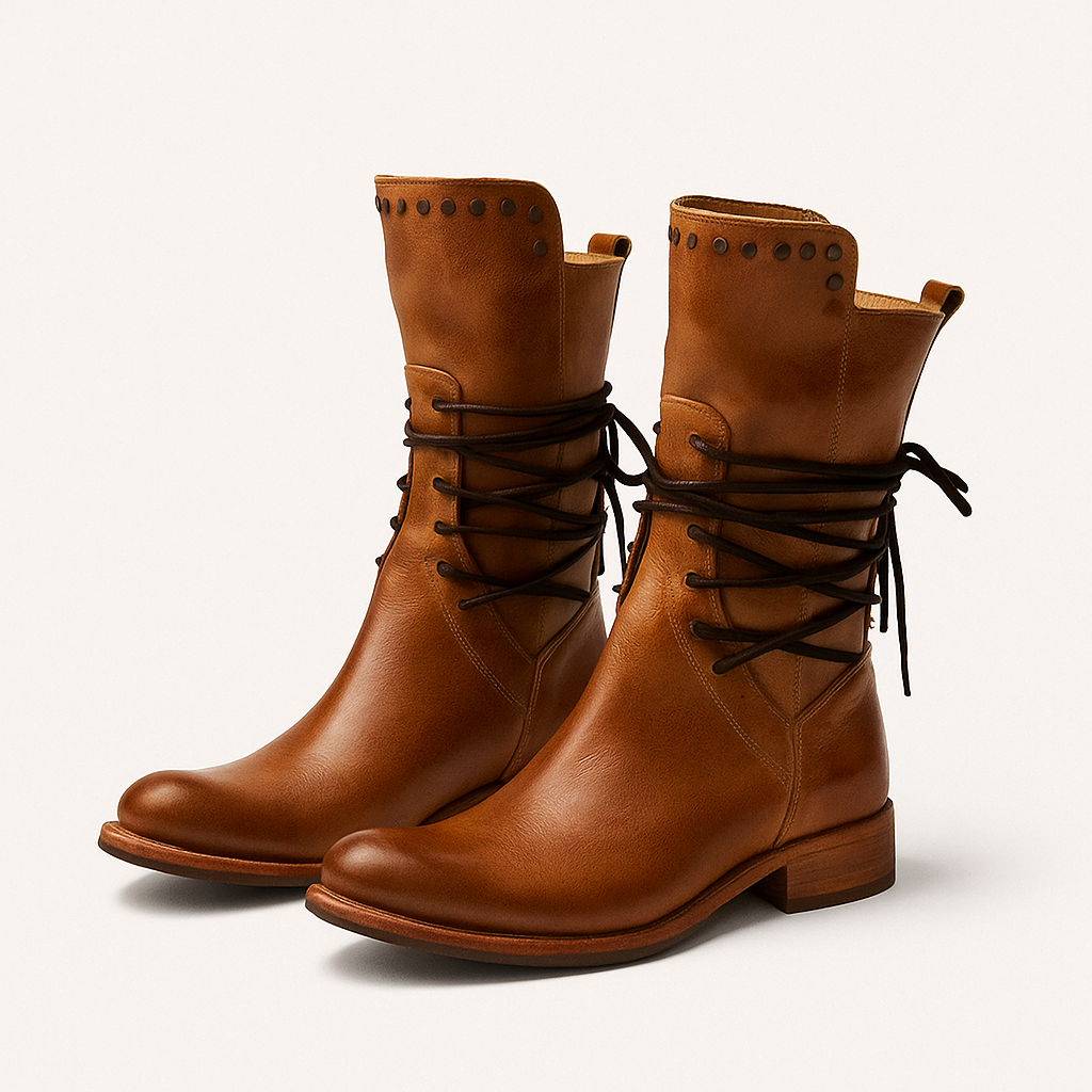 Comfortable lace-up boots in vegan leather for autumn