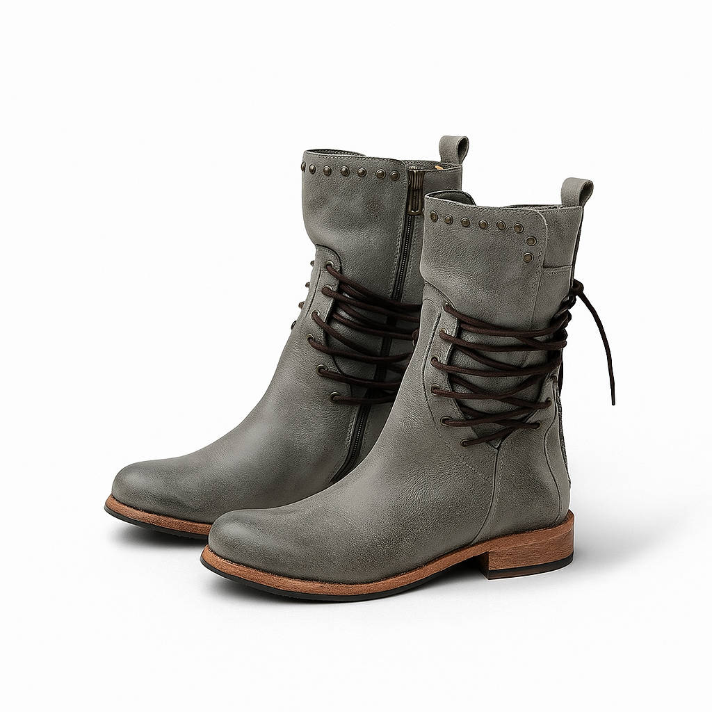 Comfortable lace-up boots in vegan leather for autumn