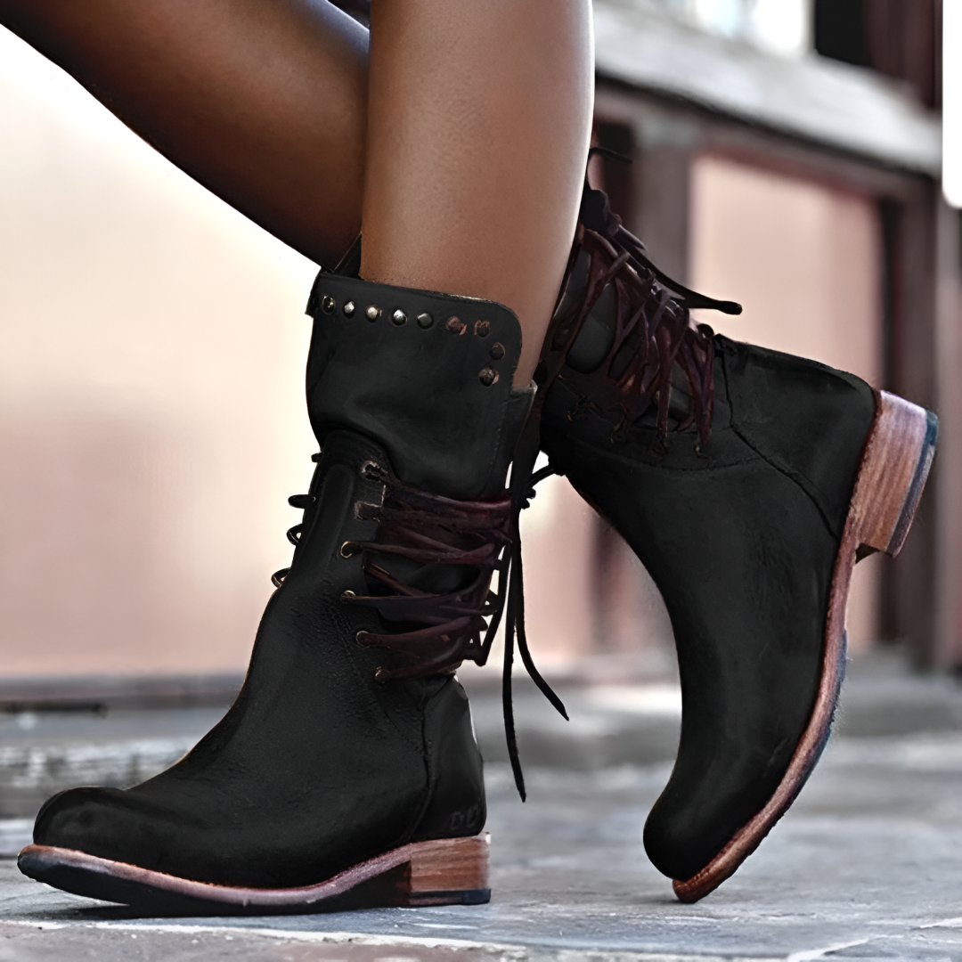 Comfortable lace-up boots in vegan leather for autumn