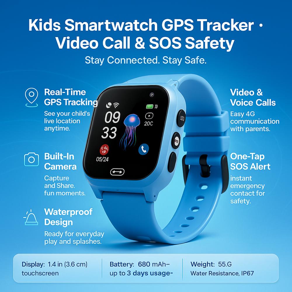 Connected Watch for Kids with GPS Tracking Video Call