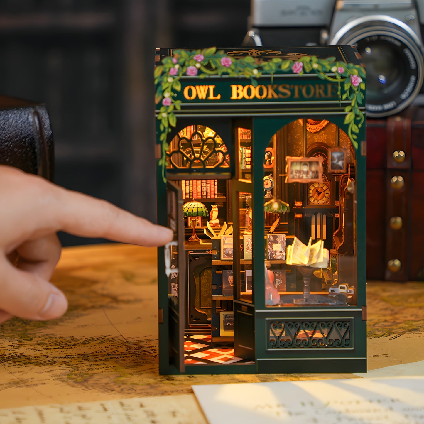 DIY Miniature Owl Bookstore – 3D Wood Kit with Lighting for Creative Decoration