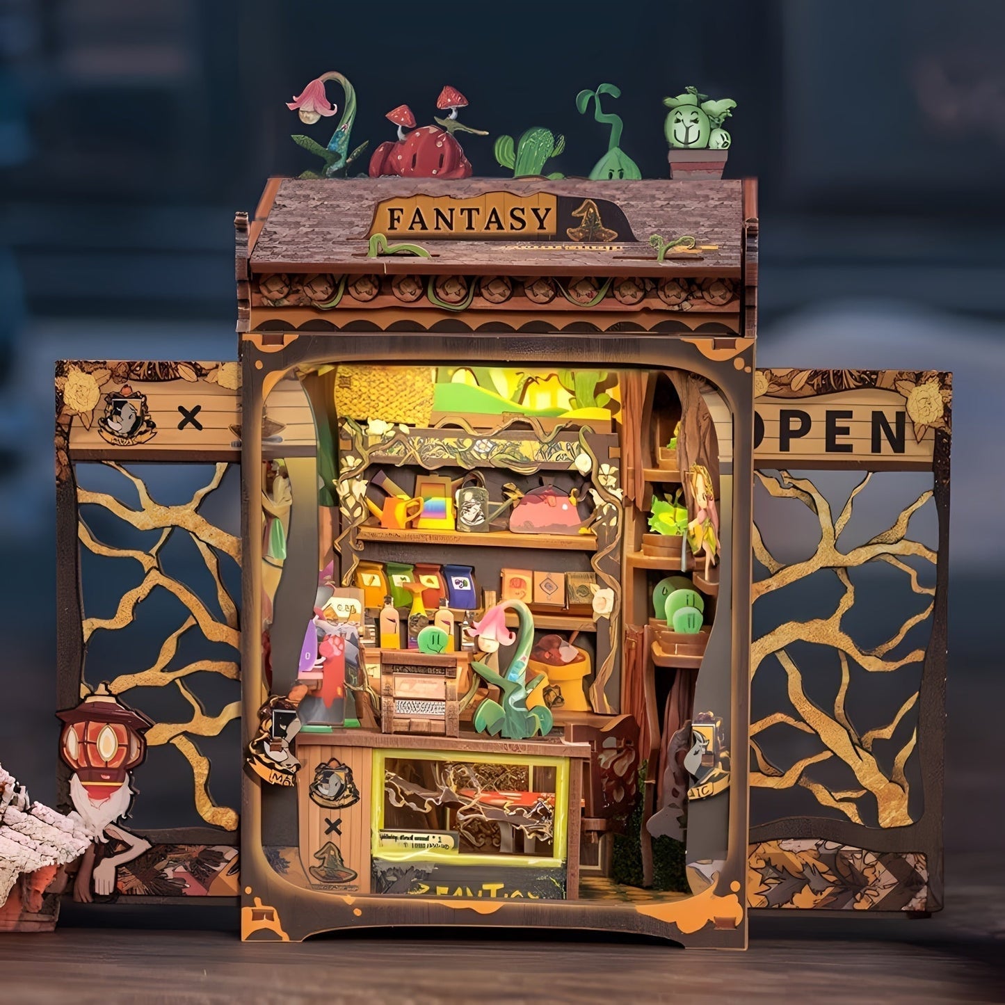 DIY Miniature Owl Bookstore – 3D Wood Kit with Lighting for Creative Decoration